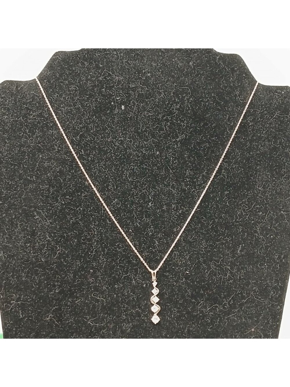 Sterling Silver Cubic Zirconia 5 Graduated Drop Pendant Necklace 17" Chain #ST-4 - Picture 3 of 11